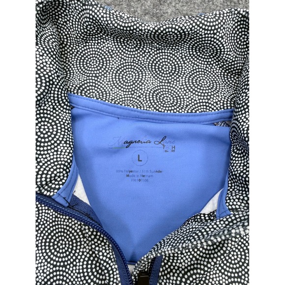 Magnolia Lane Masters Golf Womens Large 1/4 Zip Pullover Navy Geometric Tech Top - Picture 3 of 5